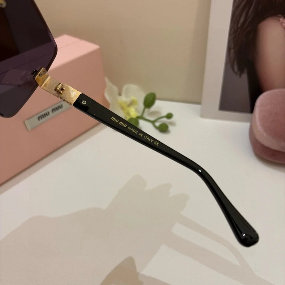 Miu Miu Black and Gold Square Sunglasses - Picture 8 of 8